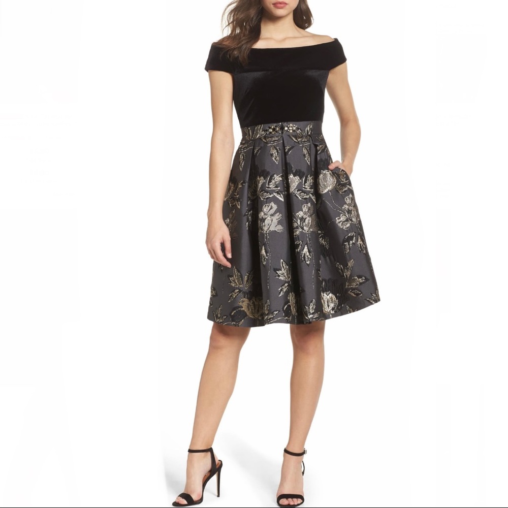 Eliza J Off The Shoulder Metallic Dress brand new with tags